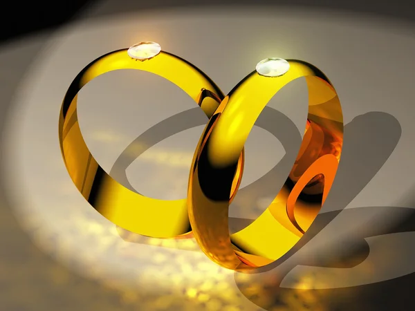 Gold rings with diamonds — Stock Photo, Image