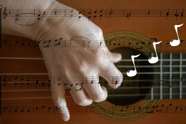 Guitar Hands Musical Note — Stock Photo, Image