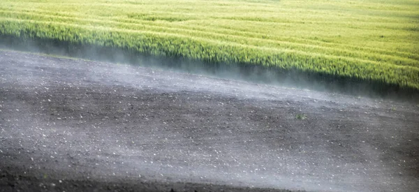 Evaporation Plowed Field — Stock Photo, Image