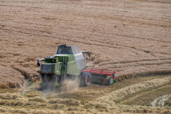 Die Erntemaschine Erntet Weizen — Stockfoto