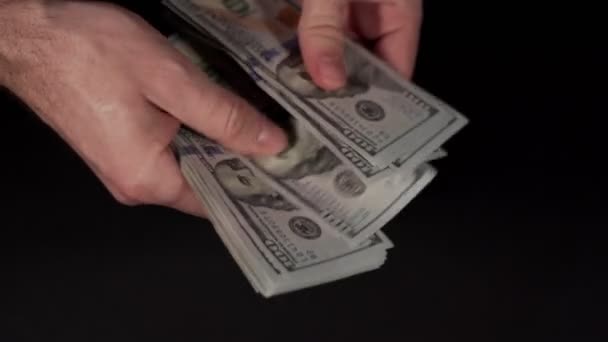 Closeup handen valuta tellen dollars — Stockvideo