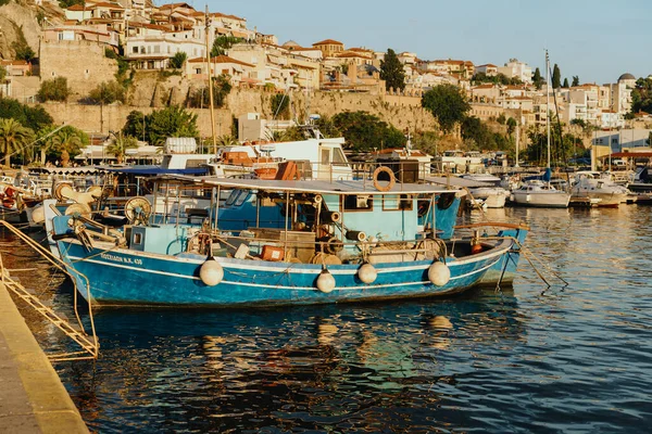 Кавала Грица Июля 2022 Года Обои Греция Вид Море Лодки — стоковое фото