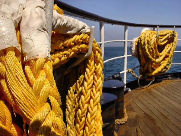 Corda em um convés de navio Fotografia De Stock