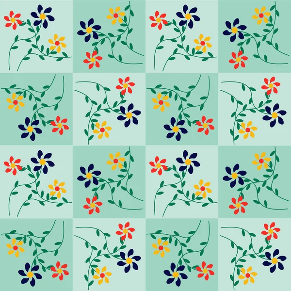 Modello floreale su piastrelle quadrate. Un quadrato con un semplice motivo a colori. — Vettoriale Stock