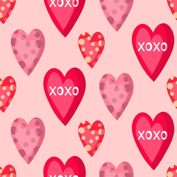 Muster mit unterschiedlichen Herzen für den Valentinstag. Vektorillustration. — Stockvektor