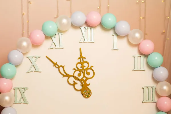 Stylish Kids Clock New Year Party — Stock Photo, Image