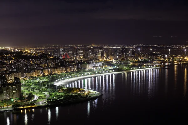 Flygfoto över Rio De Janeiro natt, Brasilien — Stockfoto