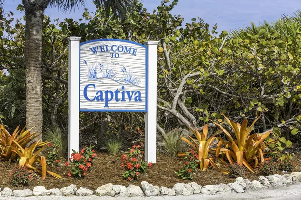 Captiva island välkommet tecken i florida — Stockfoto