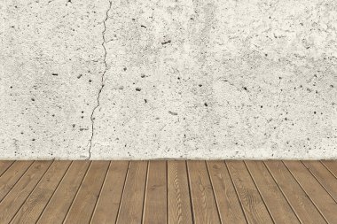 Beton çatlak duvar ve kahverengi kat