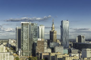 Warsaw downtown aerial view clipart