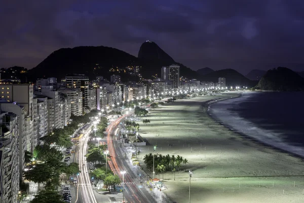 Copacabana Beach after dusk — Stock Photo, Image