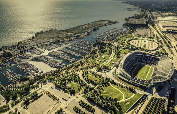 Chicago soldaten geplaatst stadion luchtfoto — Stockfoto
