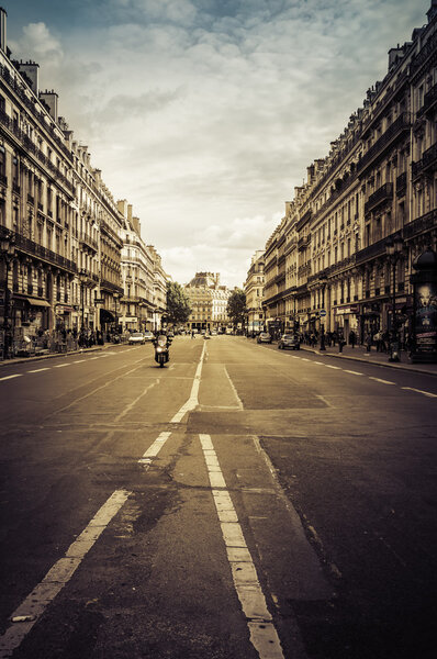 Typical street near Opera in Paris, France.