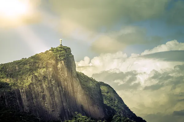 Cristo Redentor ao sol, Rio de Janeiro — Fotografia de Stock