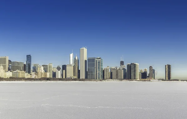 Chicago vista do centro da cidade em cenário de inverno — Fotografia de Stock