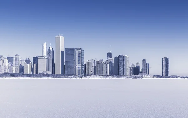 Chicago vista dal centro nel paesaggio invernale — Foto Stock