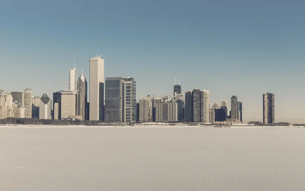 Chicago vista do centro da cidade em cenário de inverno — Fotografia de Stock