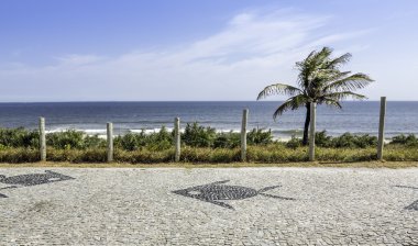 Barra da Tijuca sidewalk mosaic in Rio de Janeiro clipart