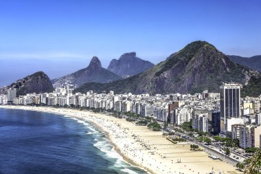 Rio de Janeiro, Brezilya 'daki Copacabana Sahili Hava Görüntüsü