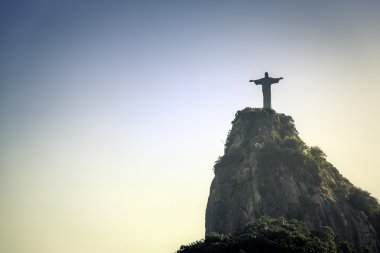 Christ the Redeemer looking at Rio de Janeiro, Brazil clipart