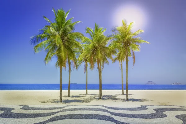 Palmeras llenas de sol en la playa de Copacabana en Río de Janeiro — Foto de Stock