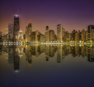 Downtown Chicago Magnificent Mile by night clipart