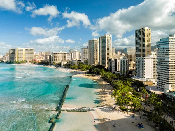 Uitzicht Vanuit Lucht Hoge Gebouwen Van Waikiki Beach Honolulu Hawaï — Stockfoto