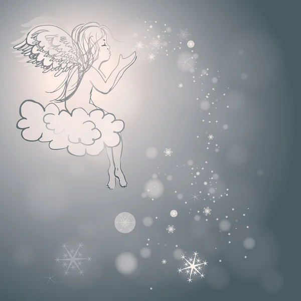 Ангел робить сніжинки — стоковий вектор