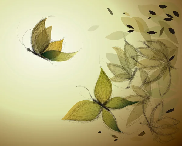 Hojas de otoño como mariposas — Vector de stock