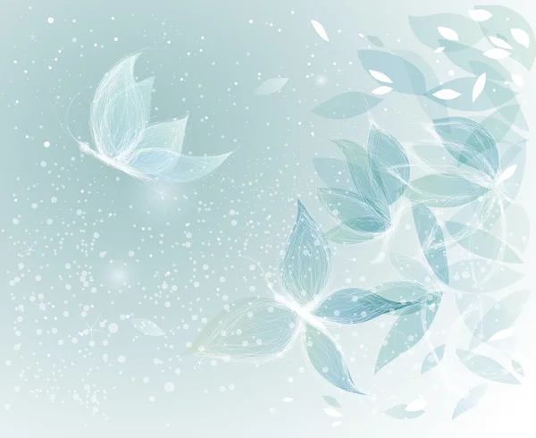 Winter Leaves like Snow Butterflies — Stock Vector