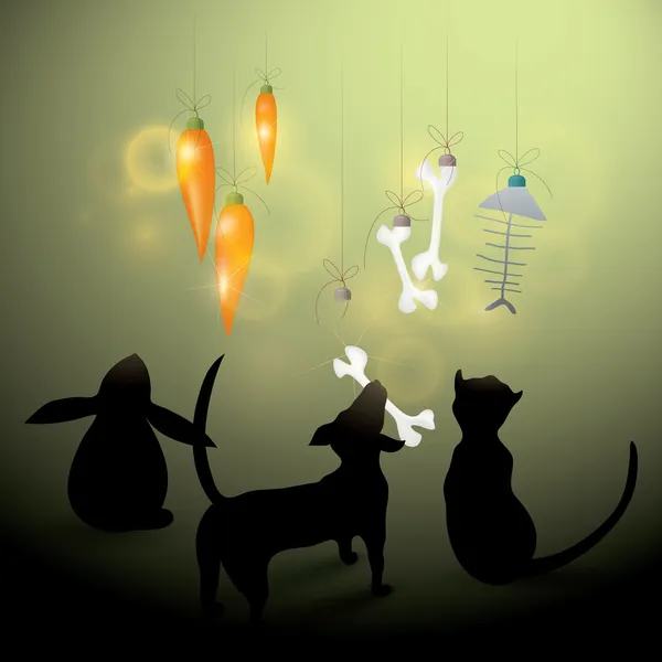 Joyeux Noël carte avec des animaux — Image vectorielle