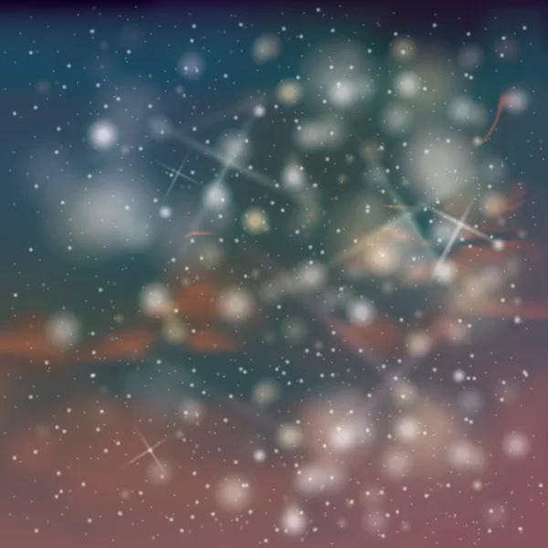 Ciel nocturne avec étoiles et neige — Image vectorielle