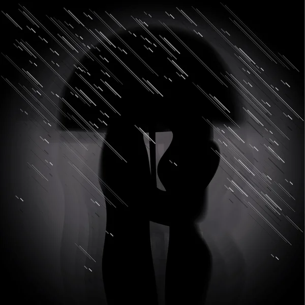 Love in the rain — Stock Vector