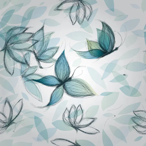 Flores Azules como mariposas — Vector de stock