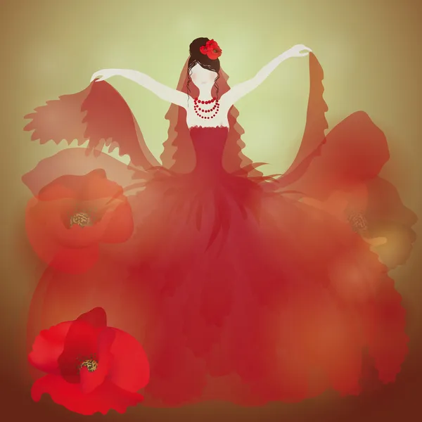 Червоний весільну сукню — стоковий вектор
