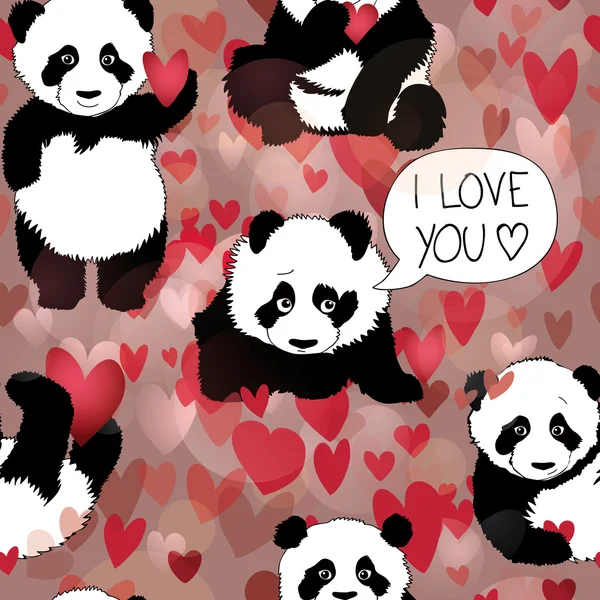 Cute panda wordt verliefd — Stockvector