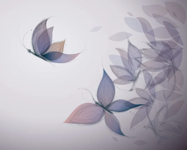 Flores violetas como mariposas — Vector de stock