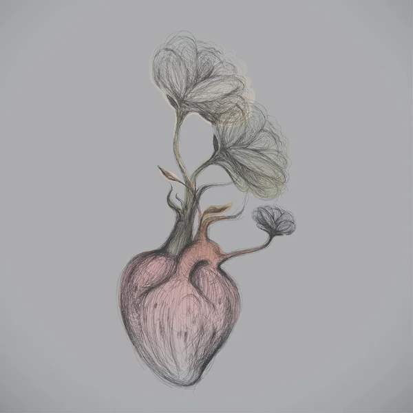 El corazón está en flor — Vector de stock
