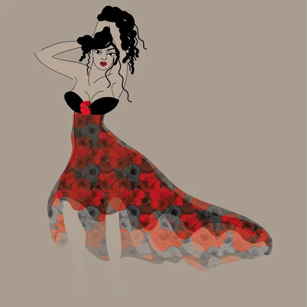 Belle robe de coquelicot — Image vectorielle