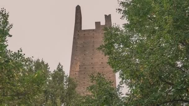 Wieża Dona Wieża Grimaldi Dwie Starożytne Wieże Rovigo Włoszech — Wideo stockowe