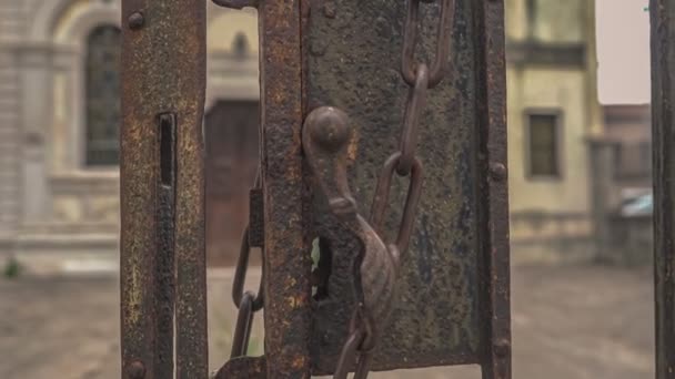 Древние Небольшие Церковные Ворота Ровиго Италия — стоковое видео