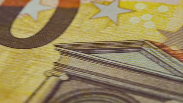 Billete Euros Detalle Macro Superposición Billetes Primer Plano Extremo Panorámica — Vídeos de Stock