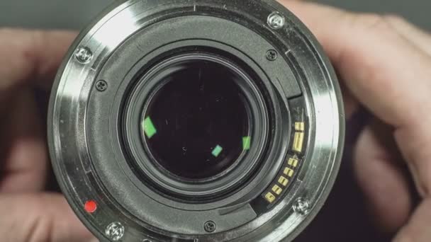 Teleobjektiv Sockel Fotografische Linse Detail — Stockvideo