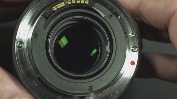 Lente Teleobjetivo Detalle Lente Fotográfica Socket — Vídeo de stock