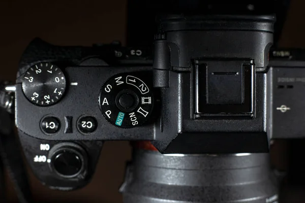Shutter Speed Dial Digital Camera Black Background — Stock Photo, Image