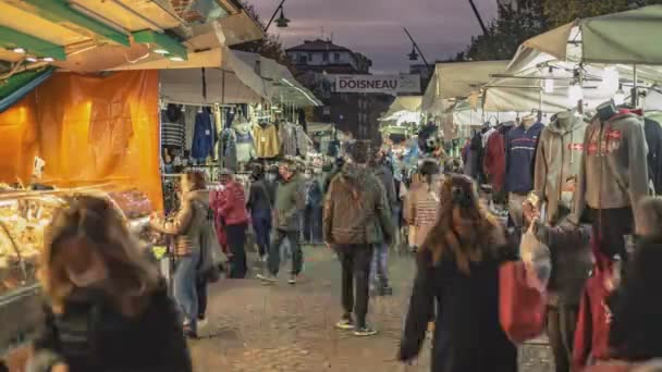 Rovigo Italien Oktober 2021 Tid Förflutit Folkmassa Gatumarknad — Stockvideo