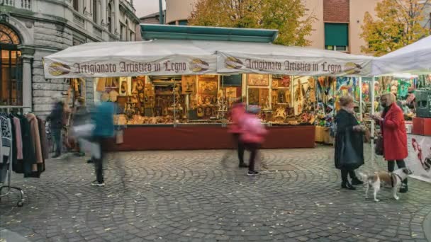 Rovigo イタリア2021年10月29日 ストリートマーケット ストールのタイムラプス — ストック動画