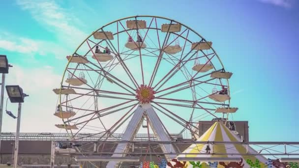 Rovigo Itália Outubro 2021 Funfair Ferris Wheel Detail Sunny Day — Vídeo de Stock