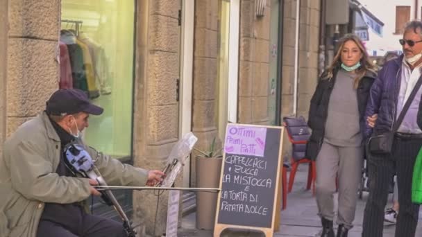 Rovigo Italien Oktober 2021 Straßenmusiker Gehen Und Leben Italien — Stockvideo