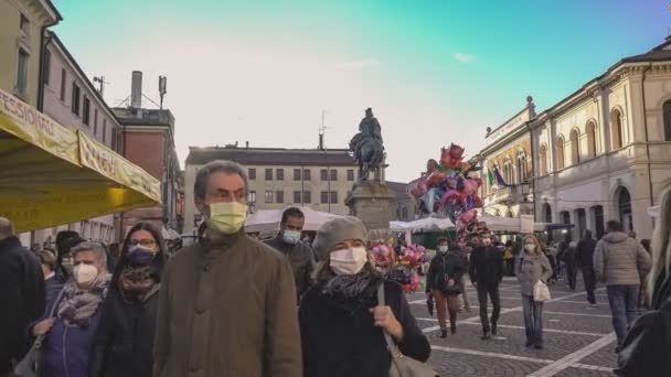 Rovigo Itália Outubro 2021 Multidão Pessoas Mercado Rua — Vídeo de Stock